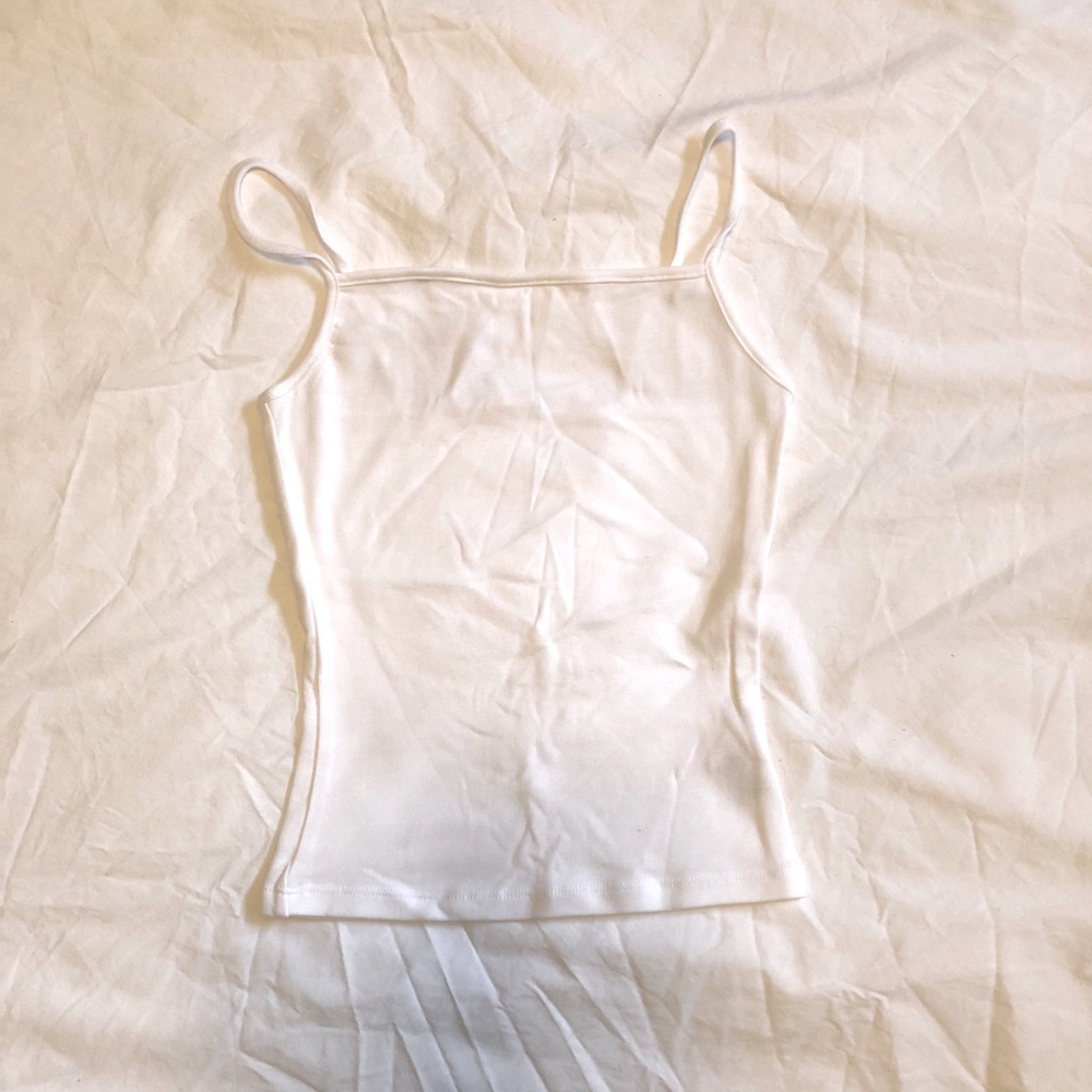 White and Tan Cropped Tanks